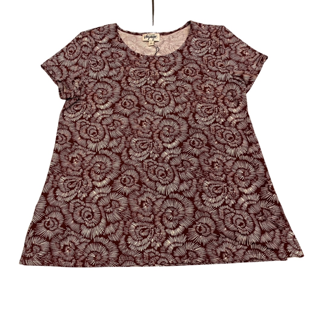 Como Voyage Brown Abstract Print Blouse New